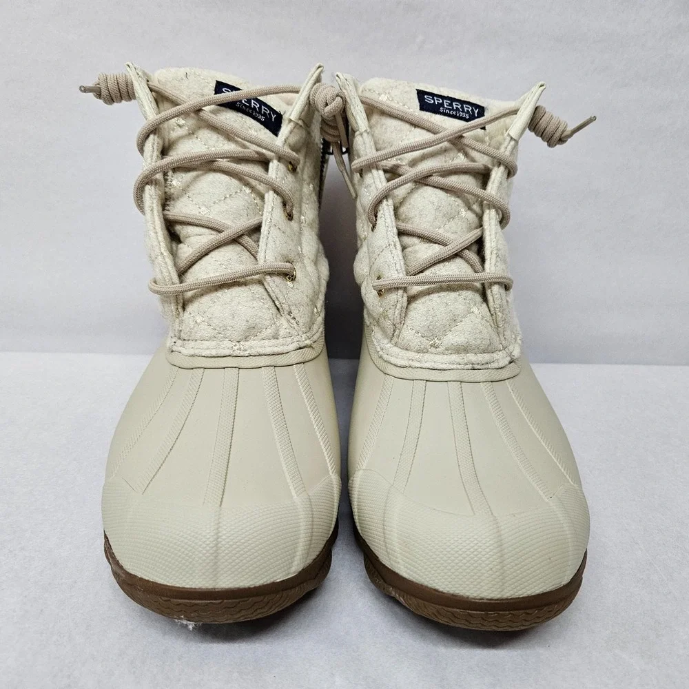 Sperry‎  Women's Syren Gulf Wool Quilt Duck Boots STS85647 Ivory Brown Sz 9